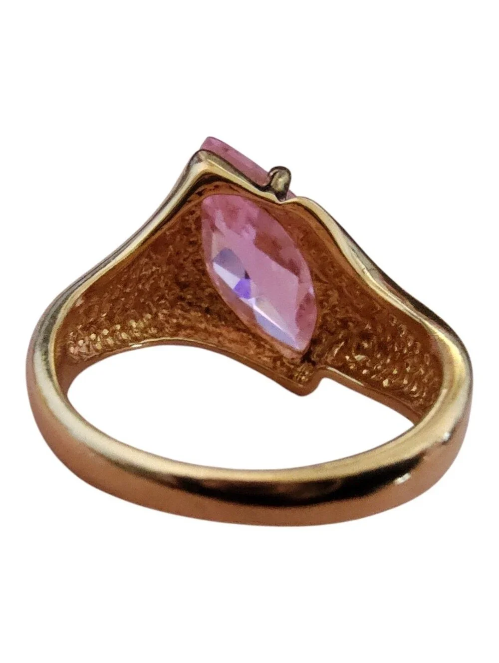 Vintage UTC 925 Gold Tone Pink Statement Ring - Marquise Cut Size 6